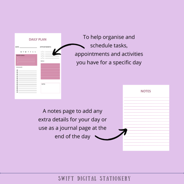 Undated Daily Planner Digital Printable PDF Download ~ 3 Versions - Image 7