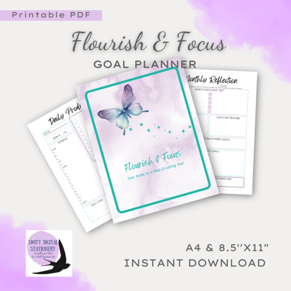 Digital goal planner for 2025, productivity and organization workbook