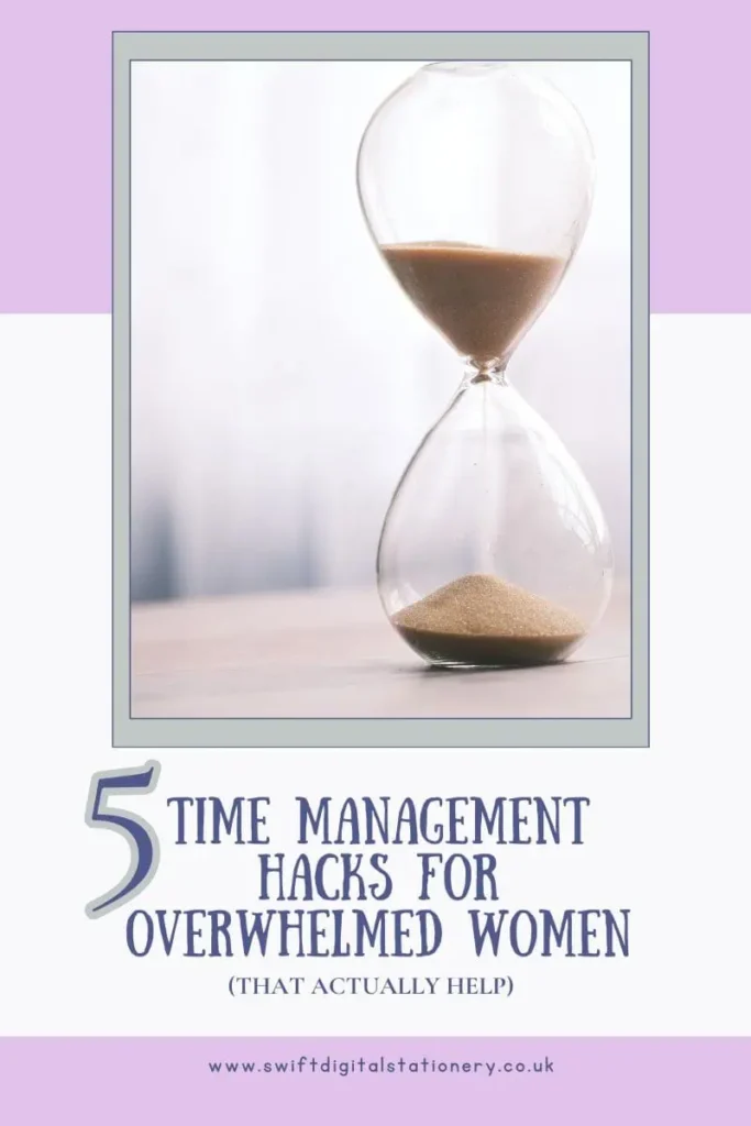 An elegant hourglass with sand flowing, symbolizing time management and productivity for busy women.