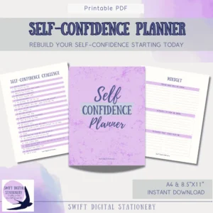 Self-confidence planner for midlife women digital download cover design