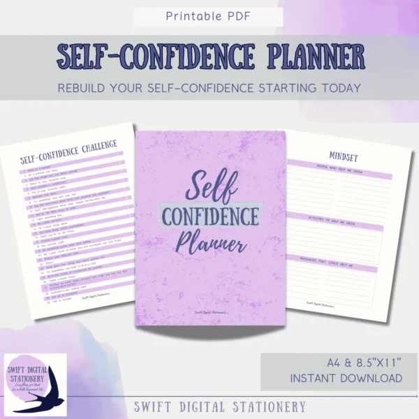 Self-confidence planner for midlife women digital download cover design