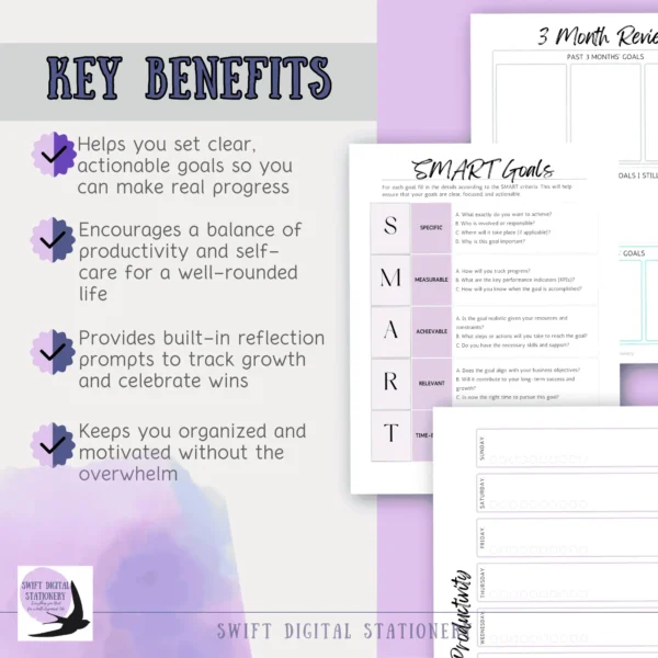 Flourish and Focus Digital Goal Planner for Midlife Women Gentle Productivity Self-Care Emotional Clarity Printable Journal - Image 7