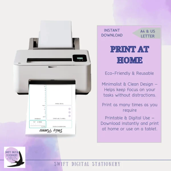 Instructions showing how to print Flourish and Focus planner
