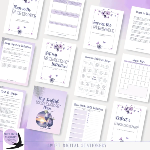 Selection of planner page from My Soulful SUMMER Plan.