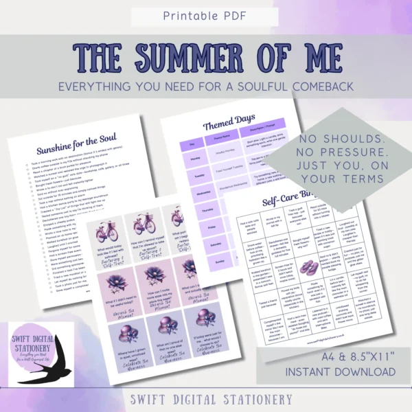Summer self-care journal layout from The Summer of Me printable journal.