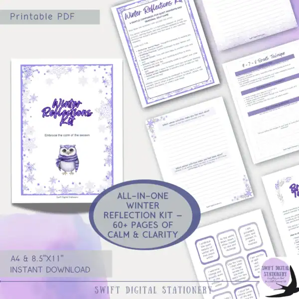 Winter Reflections Kit – 60+ Page Printable Journal for Seasonal Self-Care & Emotional Clarity - Image 3